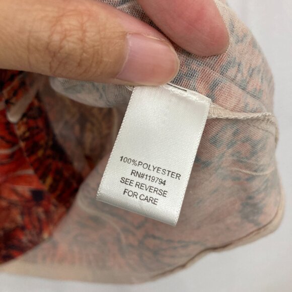 One World size 3X Red Brown Boho Artsy Flutter Sleeve Blouse Vacation Festival - Picture 7 of 9